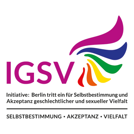 Logo: Initiative „Berlin tritt ein für Selbstbestimmung und Akzeptanz geschlechtlicher und sexueller Vielfalt“ (IGSV)